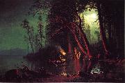 Albert Bierstadt Lake Tahoe, Spearing Fish by Torchlight china oil painting artist